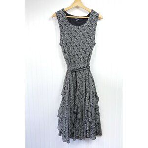 Chadwicks of Boston Womens Plus Sz 16 Sleeveless Dress Floral Layered Tie Waist